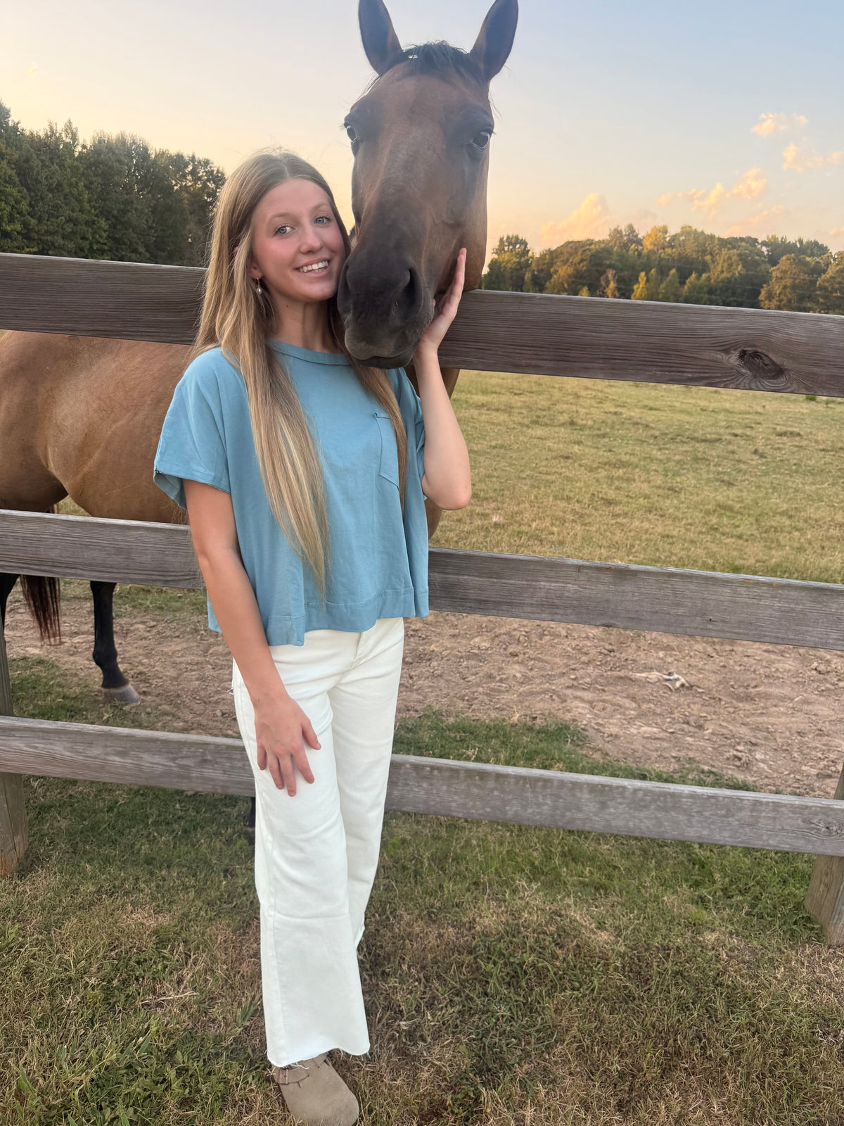 Dusty Blue Oversized Boxy Top
