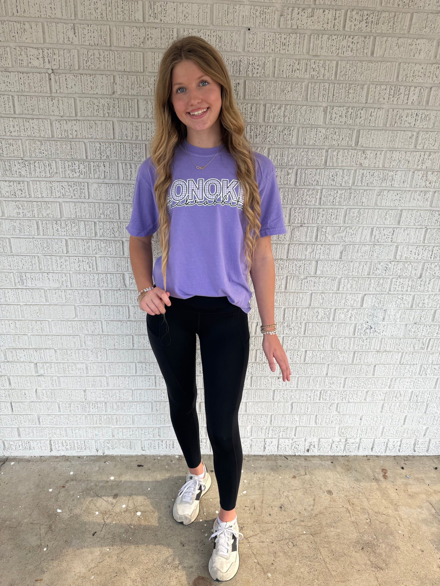 Gingham Violet Lonoke Jackrabbits Comfort Colors T-Shirt
