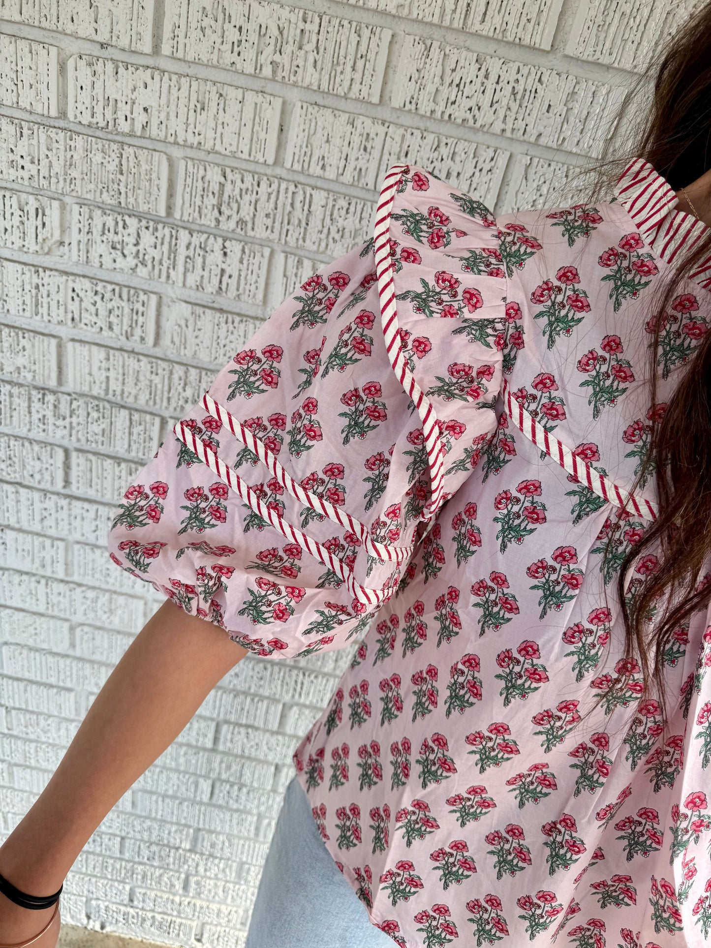Pink Floral Bloom Ruffle Top