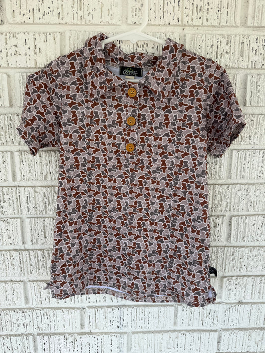 Distressed Camo Boy Collar Shirt
