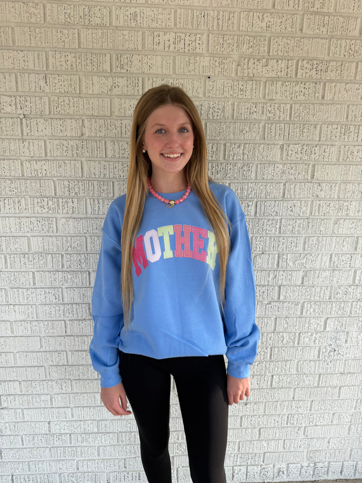 Faux Embroidered Mother Gilden Sweatshirt