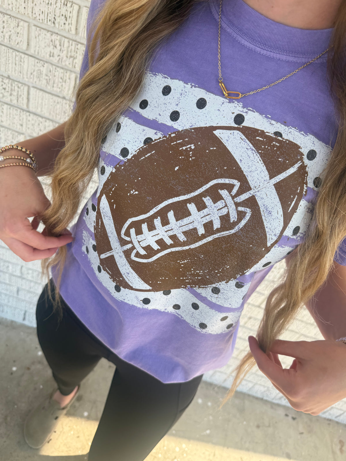 Violet Polkadot Football Comfort Colors T-Shirt