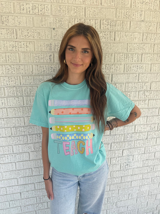 Chalky Mint Pencil Teach Comfort Colors T-Shirt