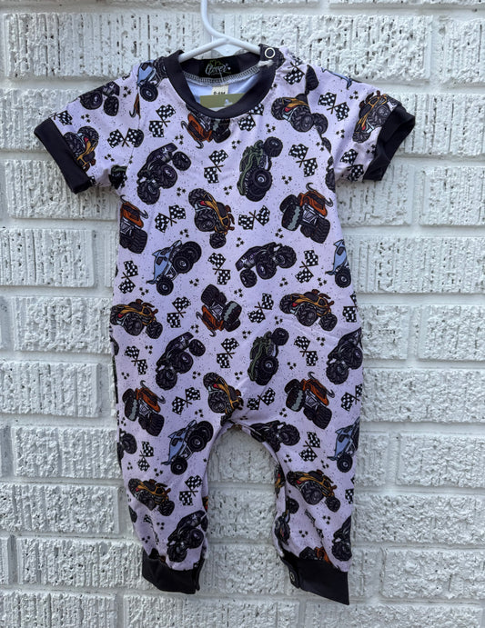Monster Truck Boys Romper