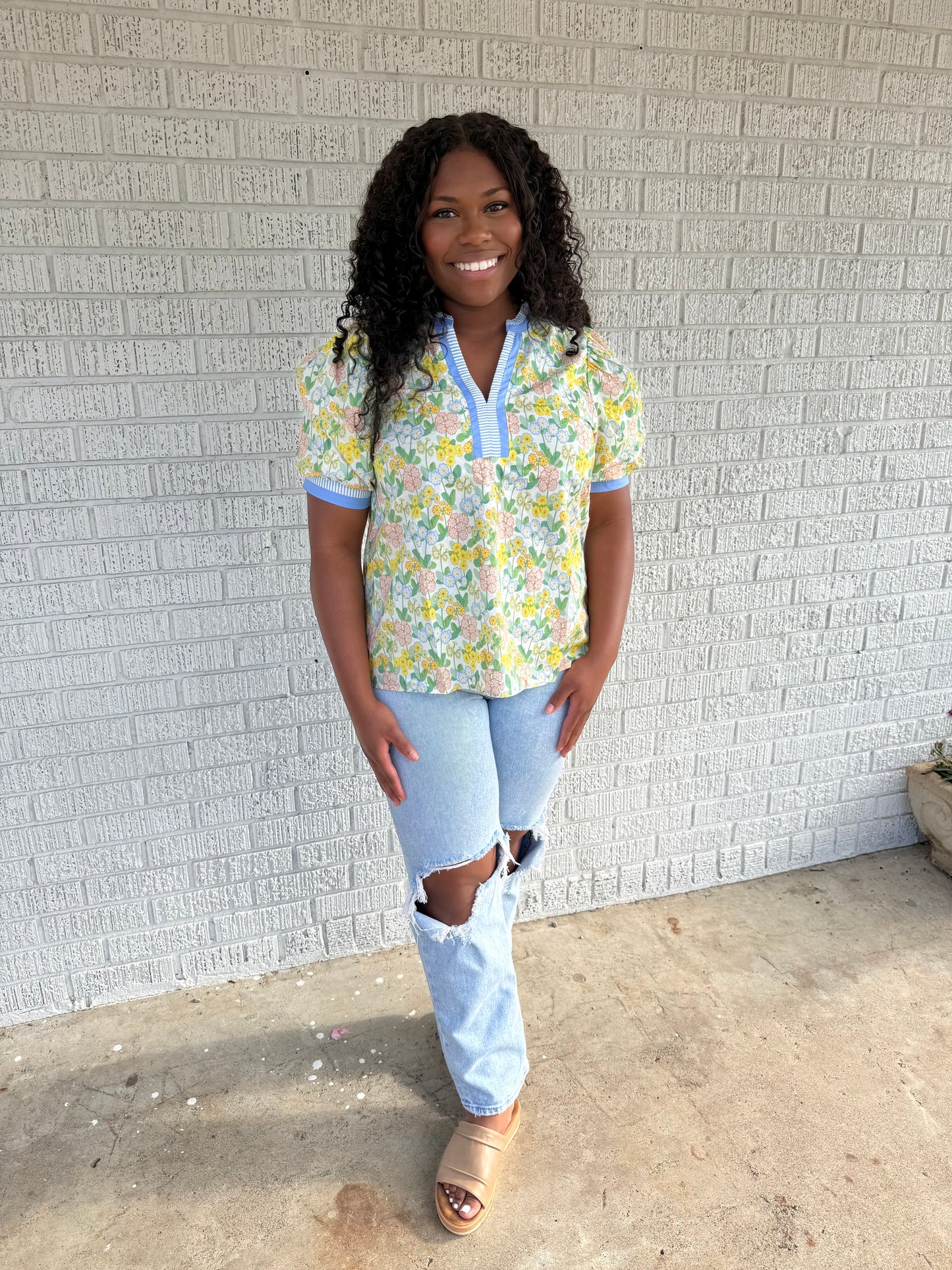 Yellow Daisy Floral Top
