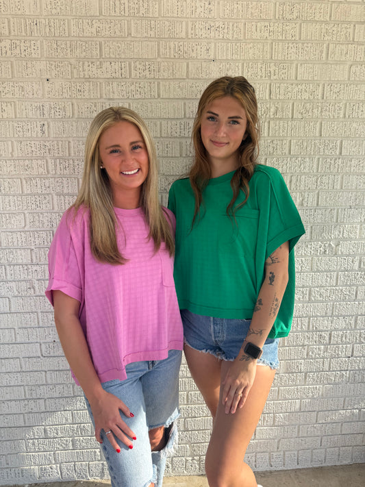 Green Textured Knit Top