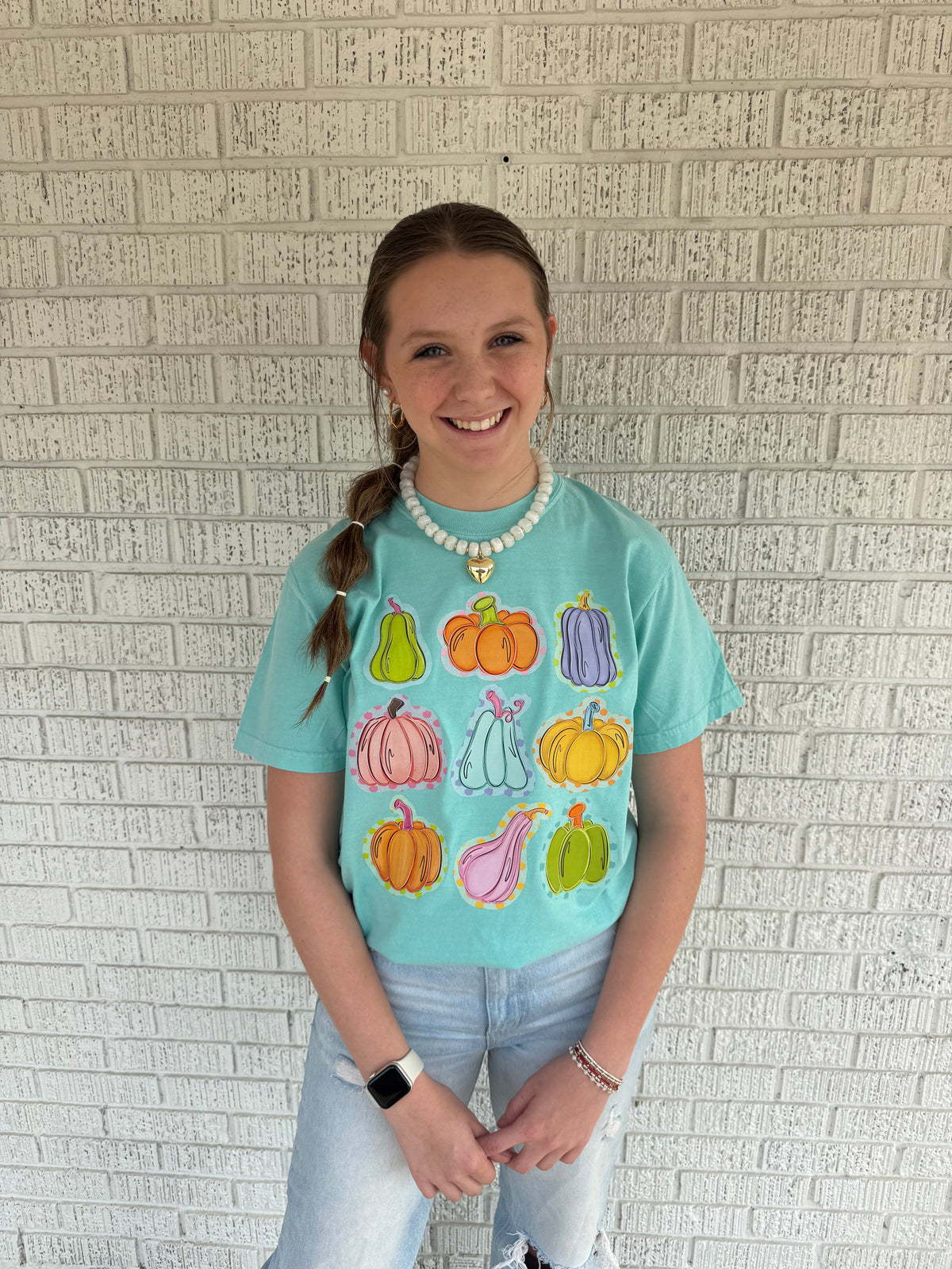 Colorful Pumpkins On Chalky Mint Comfort Colors T-shirt