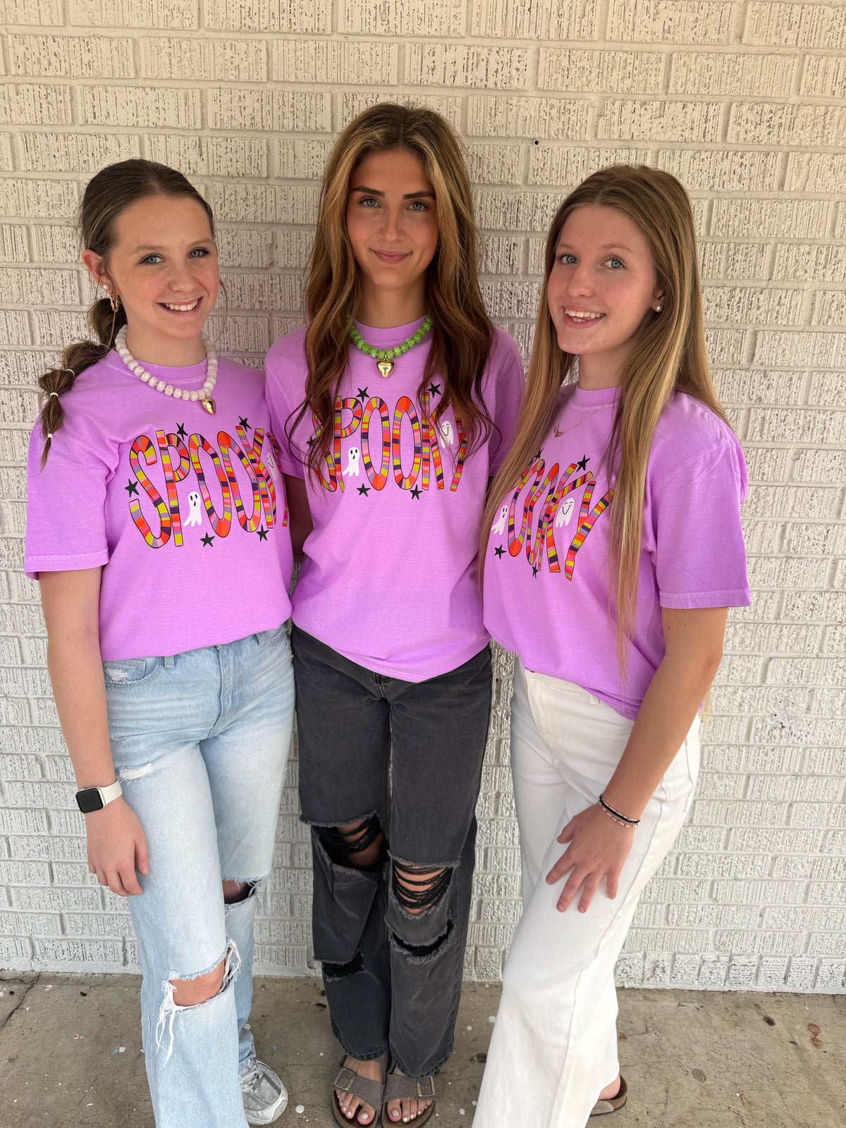 Spooky Striped Neon Violet Comfort Color T-Shirt