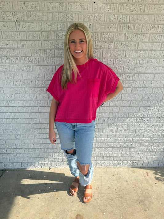 Pink Textured Knit Top