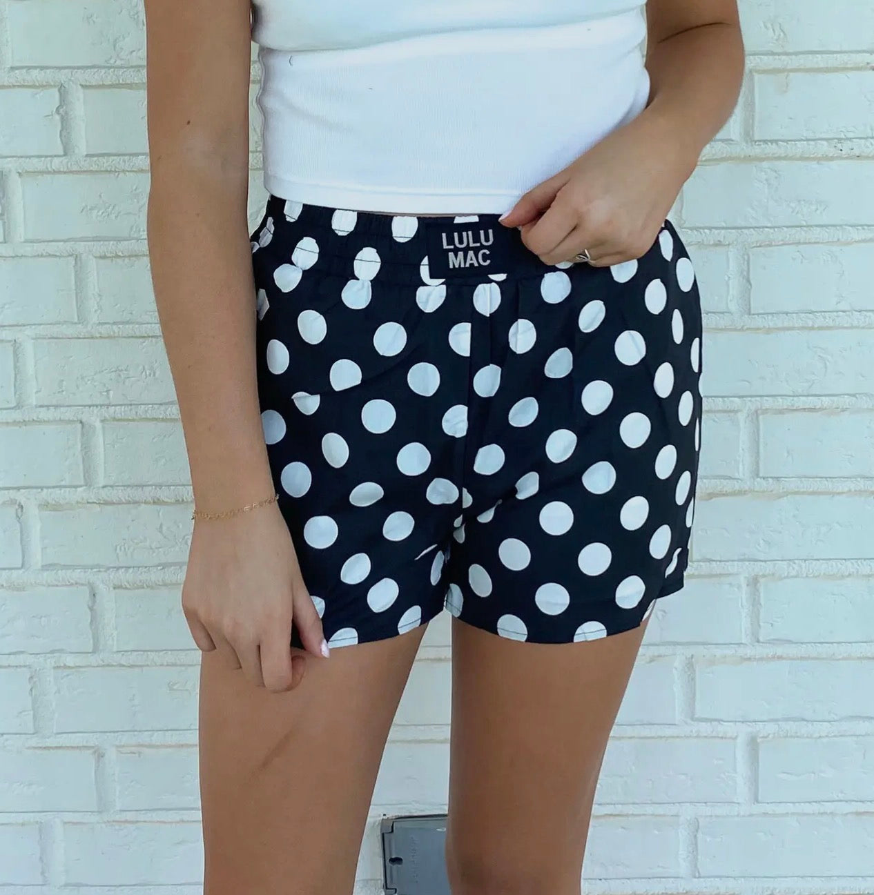 Black Lulu Mac Polkadot Shorts ￼