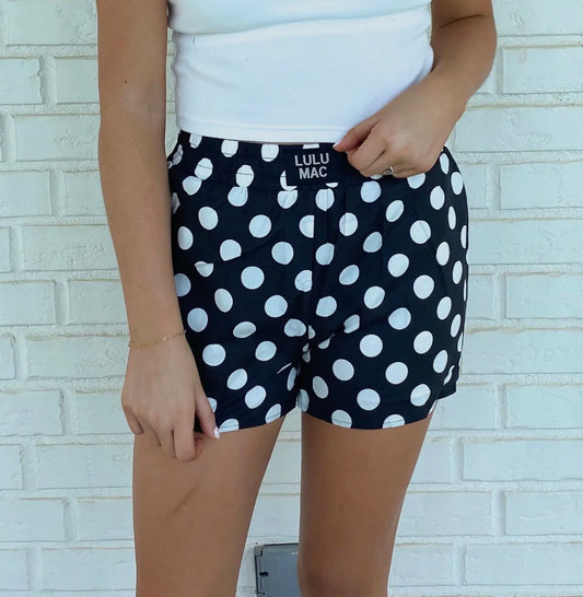 Black Lulu Mac Polkadot Shorts ￼