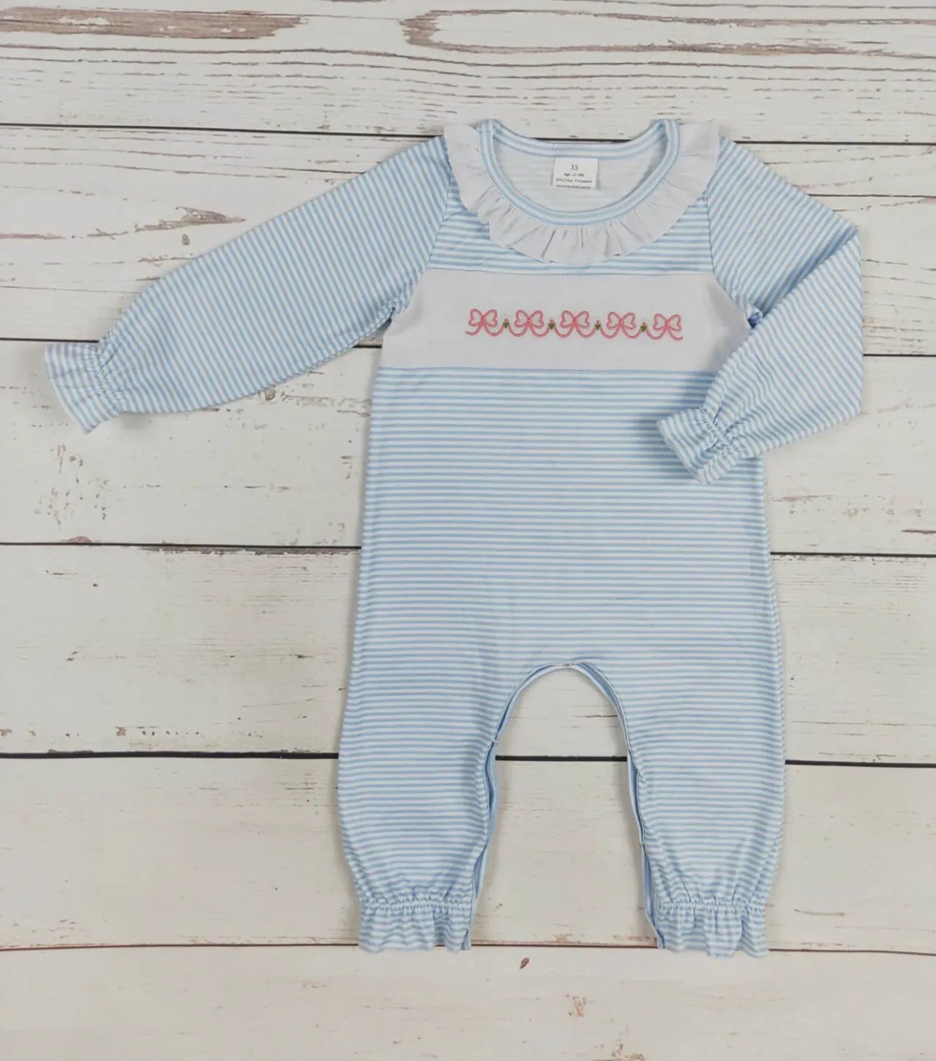 Baby Girl Bow Appliqué Romper ￼