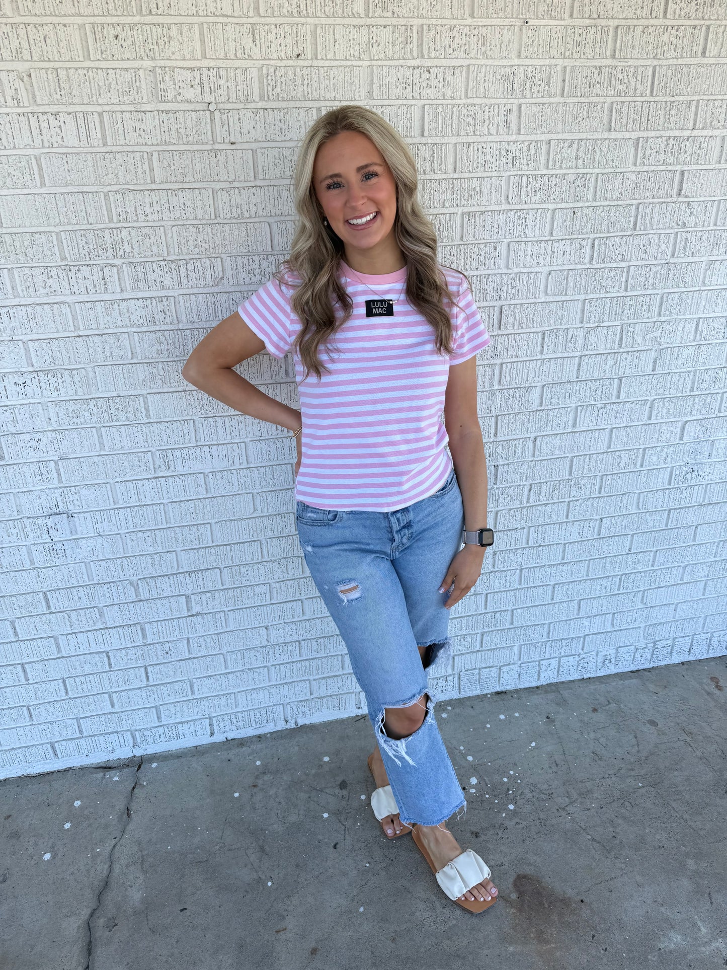 Lulu Mac Pink Striped Baby Doll Tee
