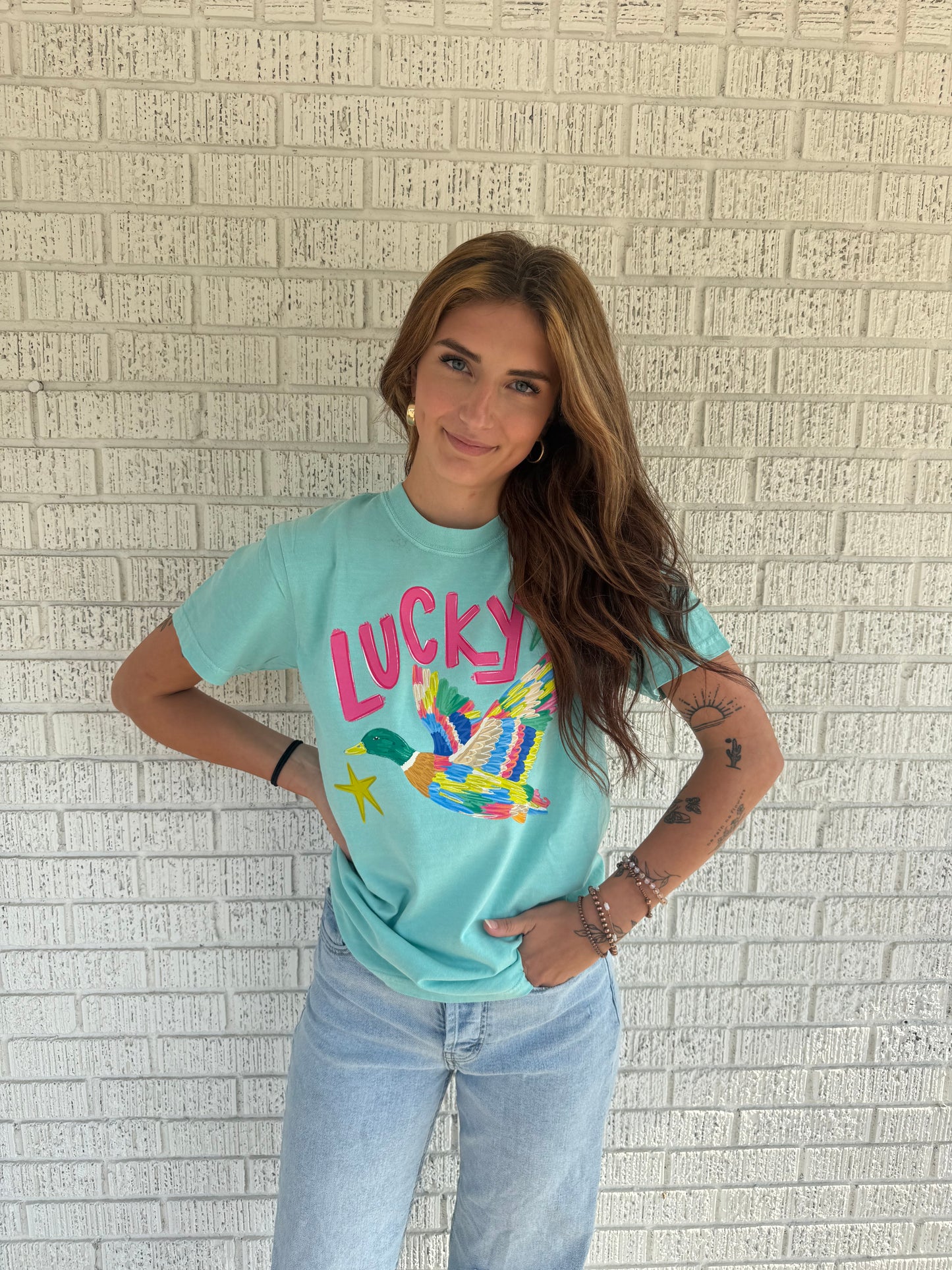 Neon Lucky Duck Comfort Colors T shirt