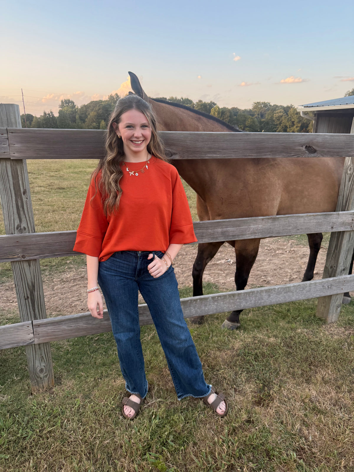 Burnt Orange 3/4 Sleeve Top
