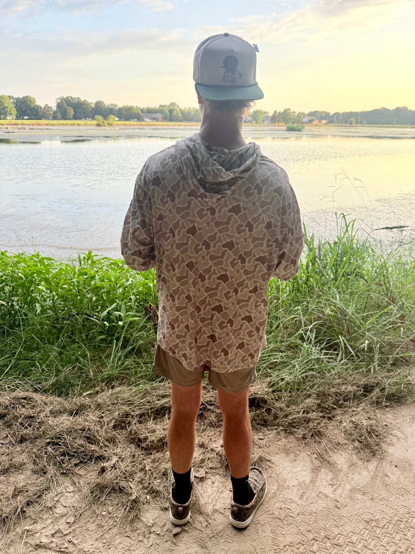 Retro Camo Hooded Long Sleeve Shirt