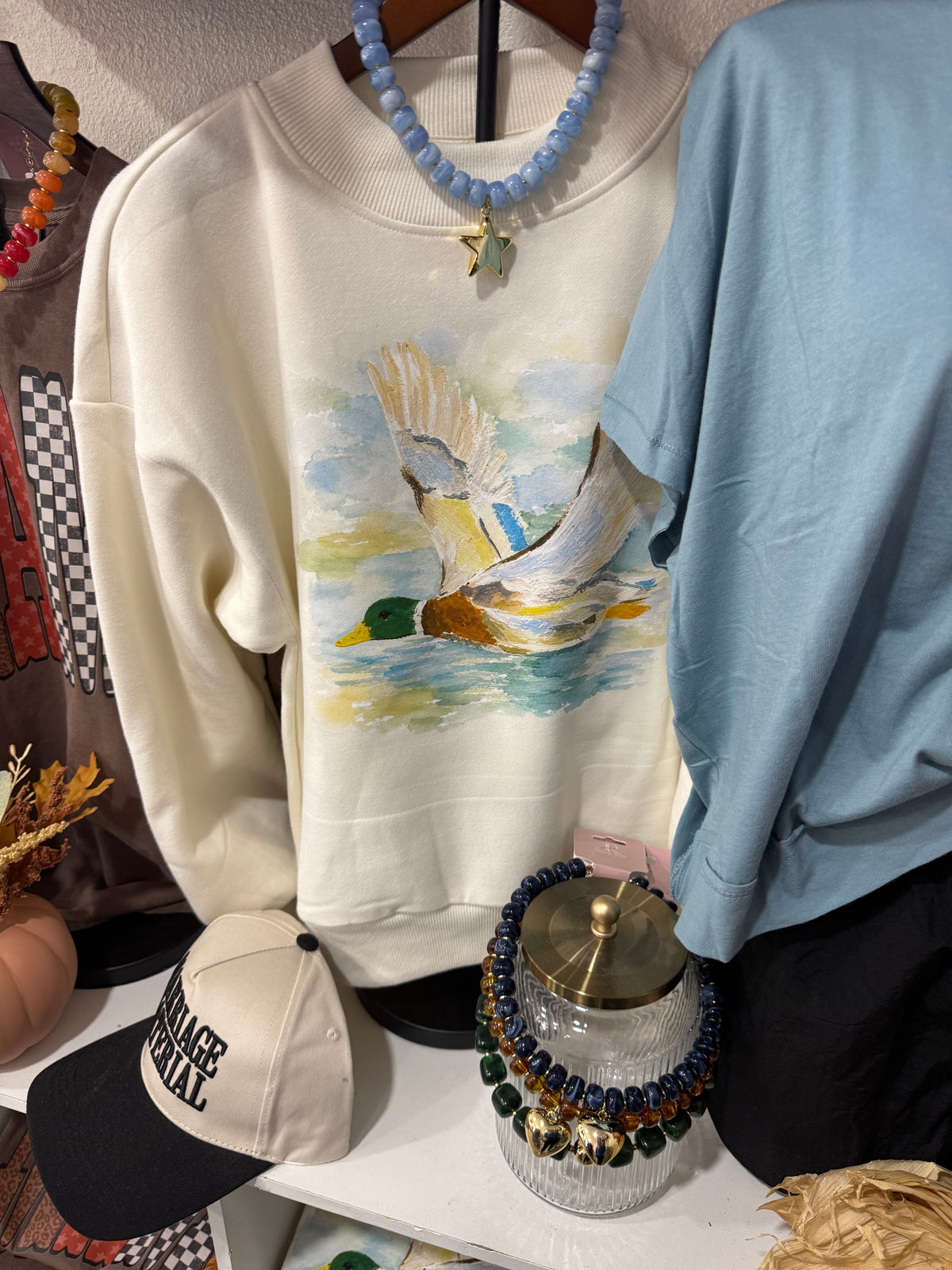 Watercolor Painted Duck MockNeck