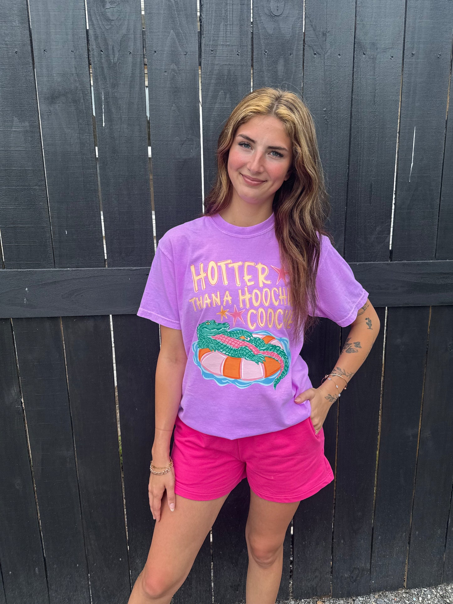 Hotter Than A Hoochie Coochie Neon Violet Comfort Colors T-Shirt