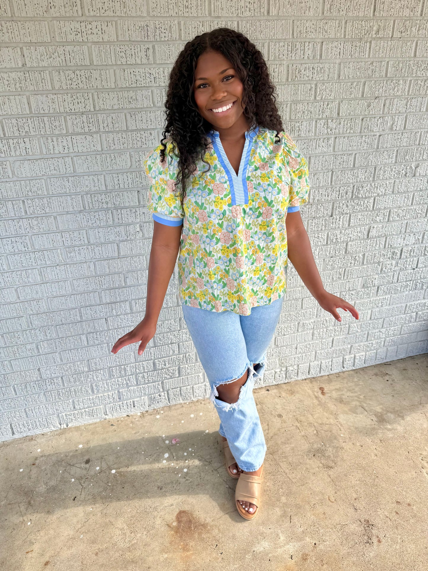 Yellow Daisy Floral Top