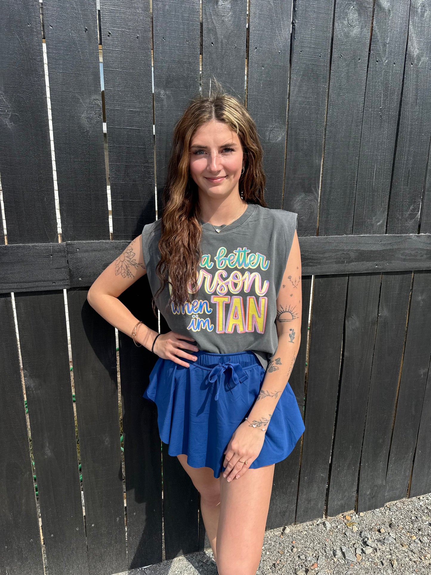 “I’m A Better Person When I’m Tan” Boxy Tank