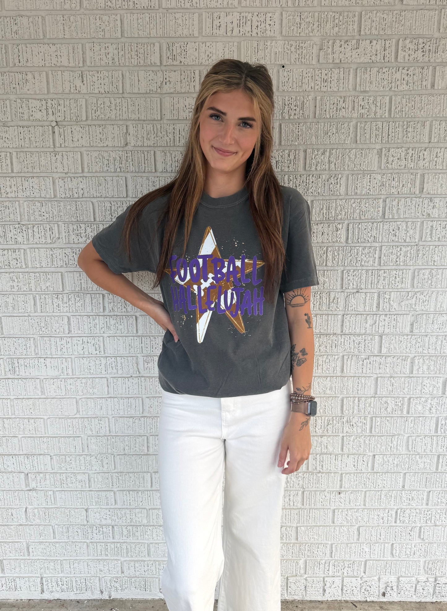 Purple Football Hallelujah Comfort Colors T-Shirt