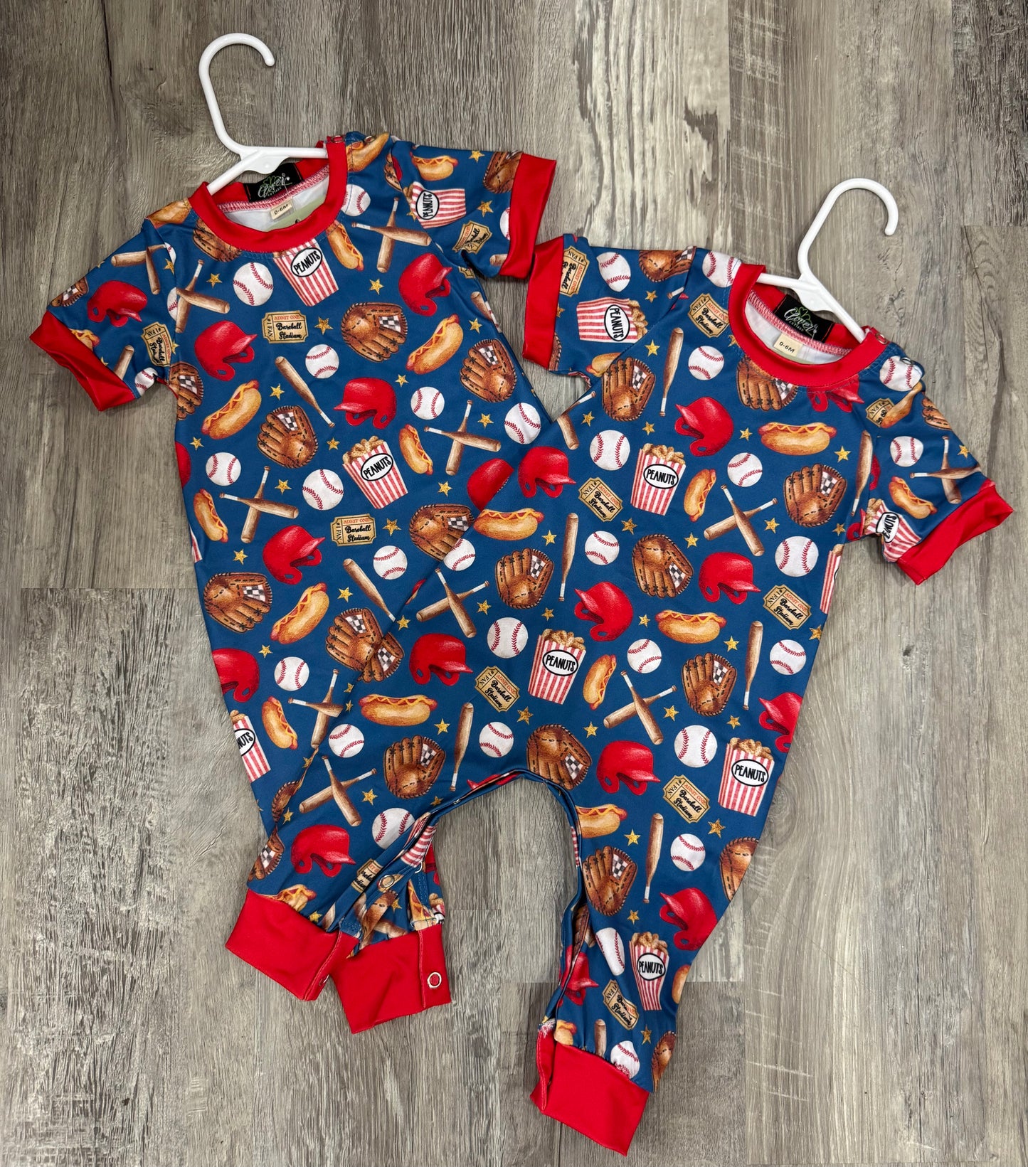 Navy Baseball Boys Romper