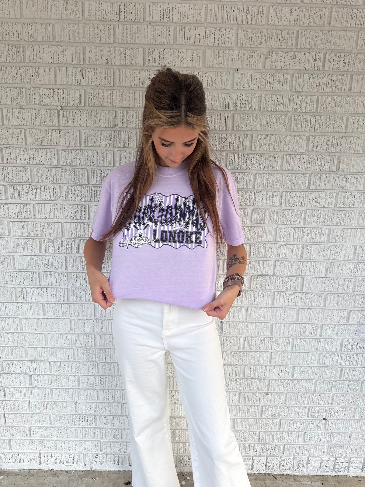 Purple & White Striped Lonoke Jackrabbits Comfort Colors T Shirt