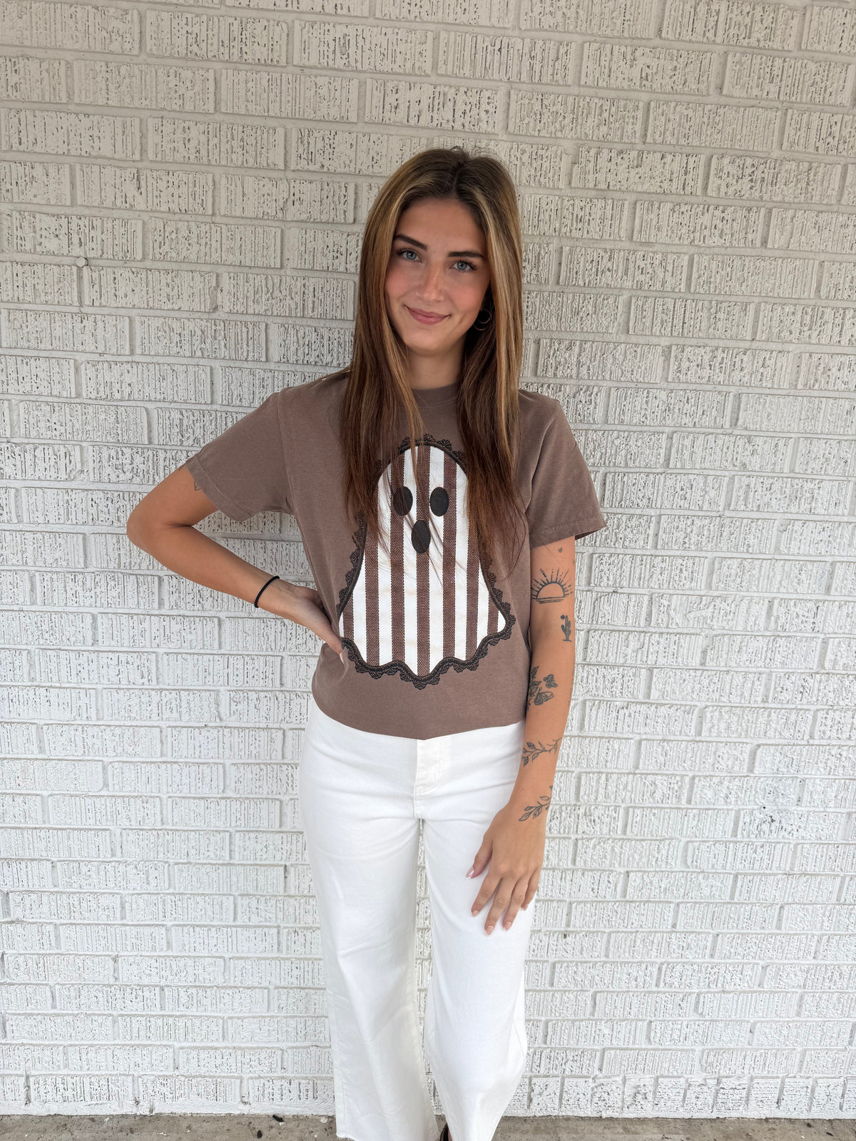Ghosts Brown Stripped Comfort Color T-Shirt
