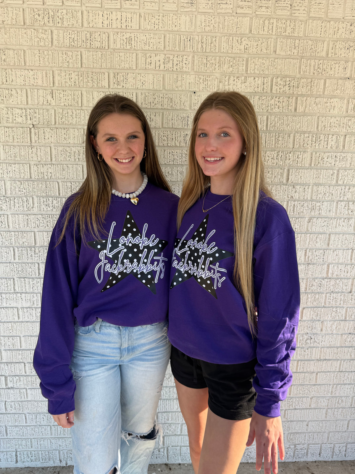 Polkadot Star Lonoke Jackrabbit Purple Gildan Sweatshirt