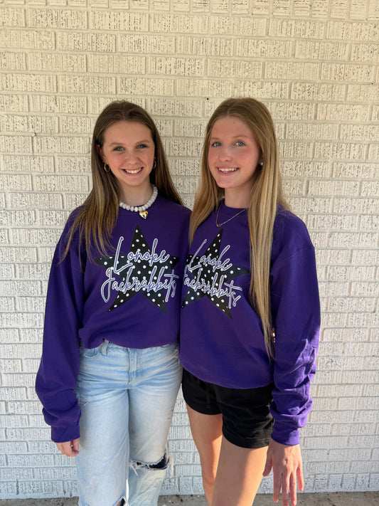 Polkadot Star Lonoke Jackrabbit Purple Gildan Sweatshirt