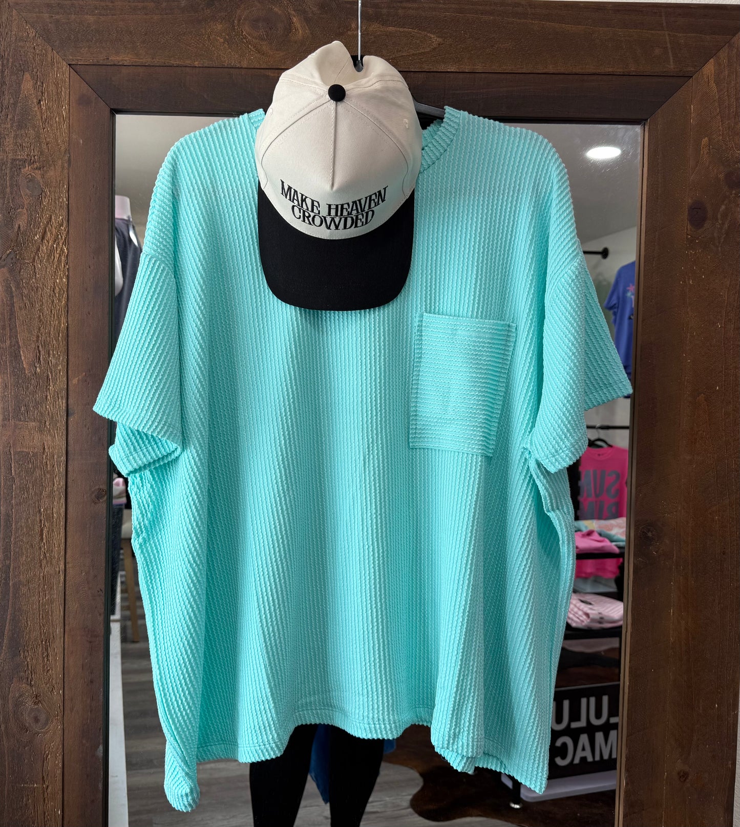 Mint Raised Rib Plus Sized T Shirt