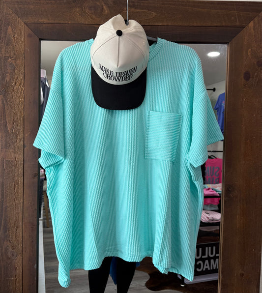 Mint Raised Rib Plus Sized T Shirt