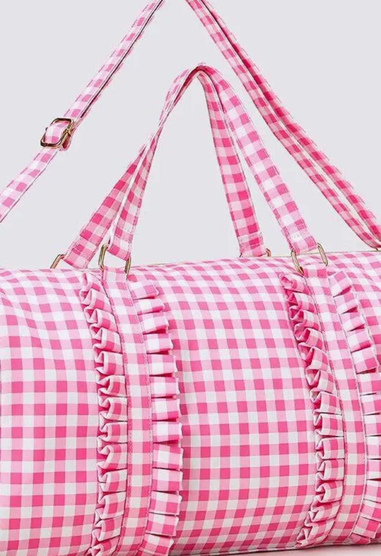 Pink Gingham Duffle Bag