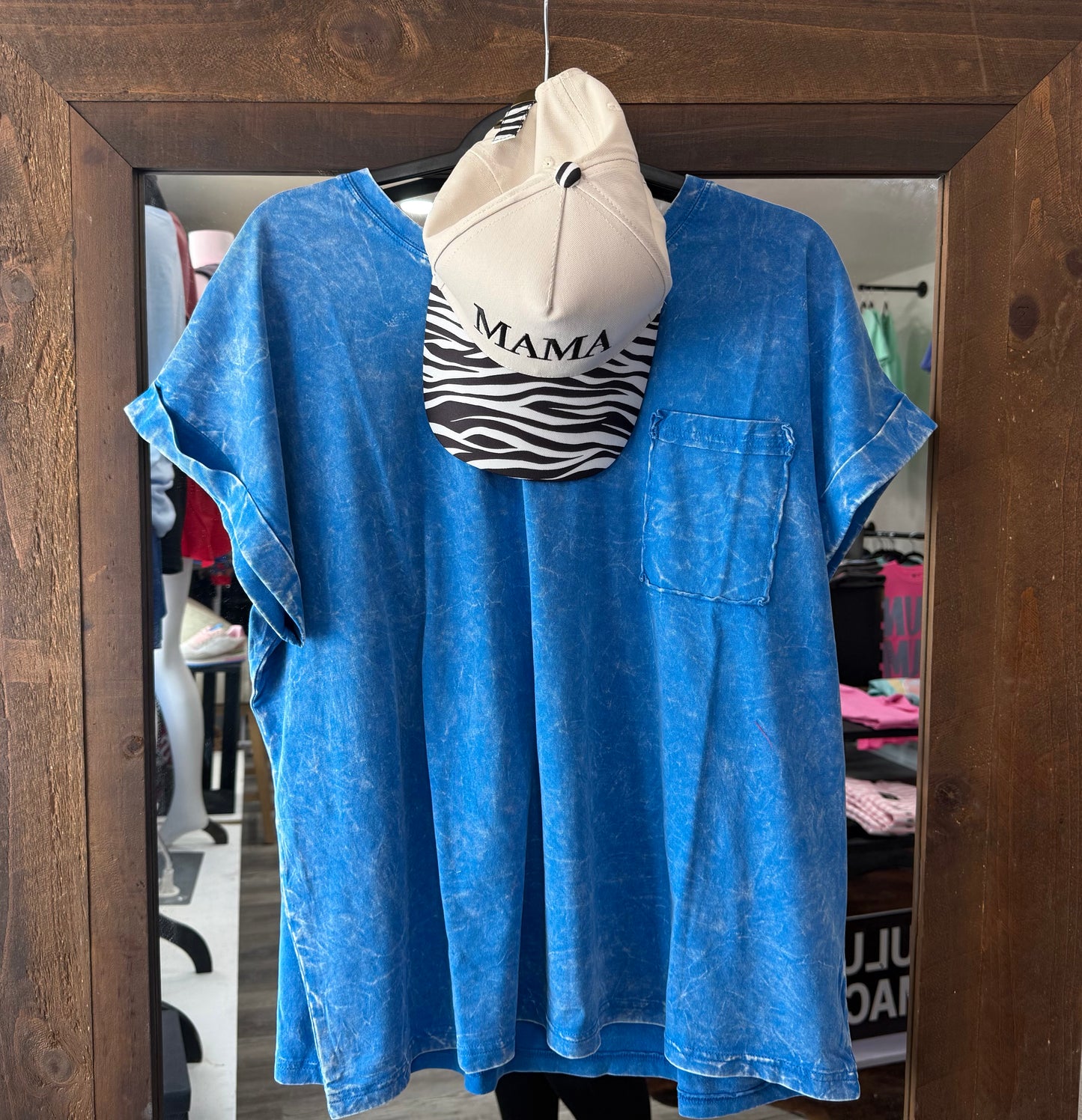 Blue Acid Wash Plus Size T Shirt