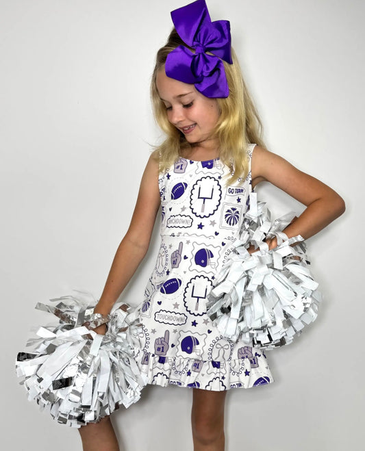 Purple & White Go Team Girls Athletic Dress