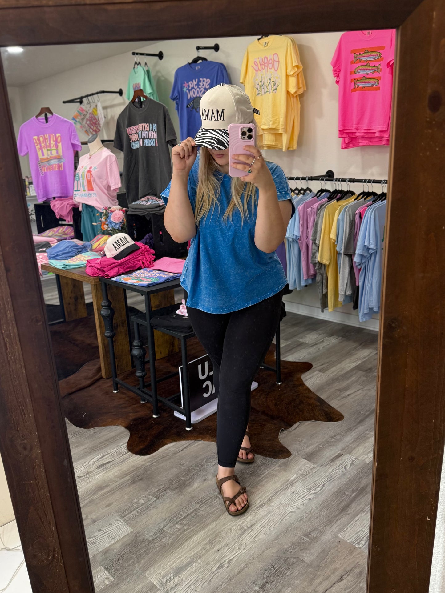 Blue Acid Wash Plus Size T Shirt