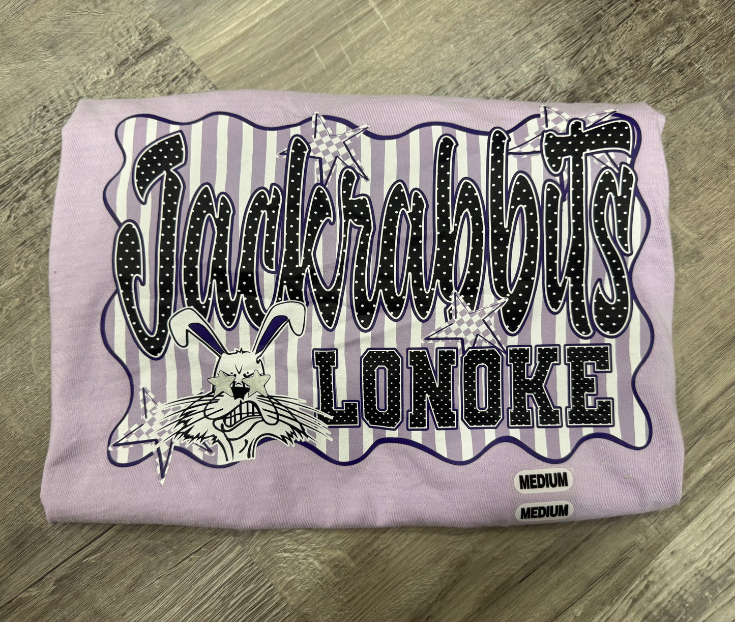 Purple & White Striped Lonoke Jackrabbits Comfort Colors T Shirt