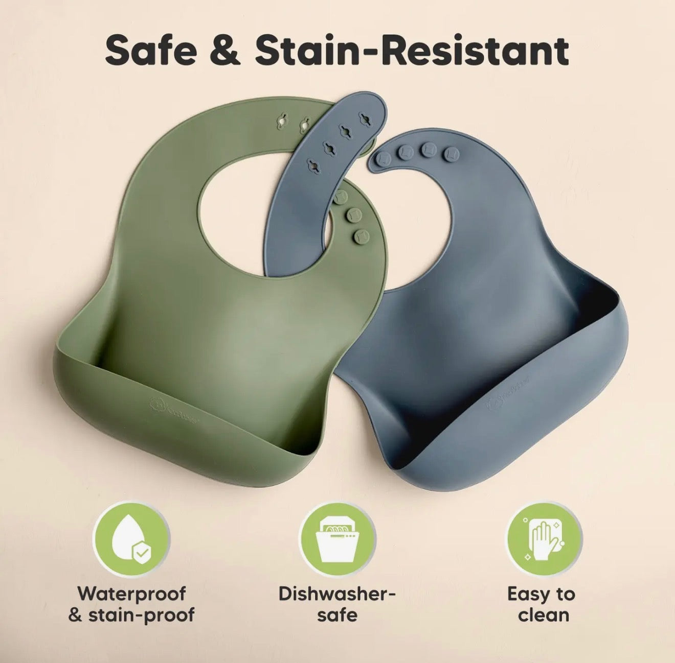 2 Pack Prep Silicone Bibs For Toddlers