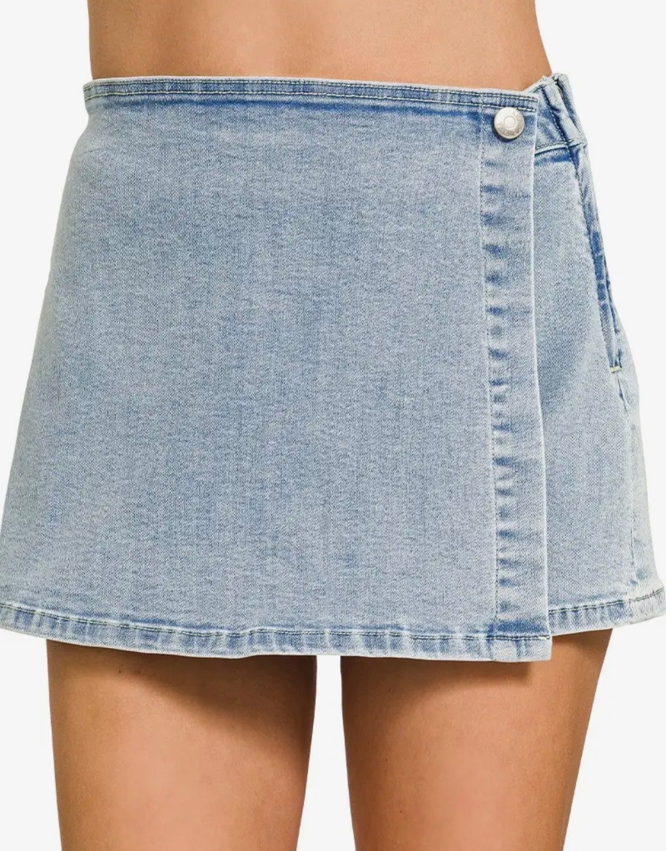 Wrap Front Skort Denim