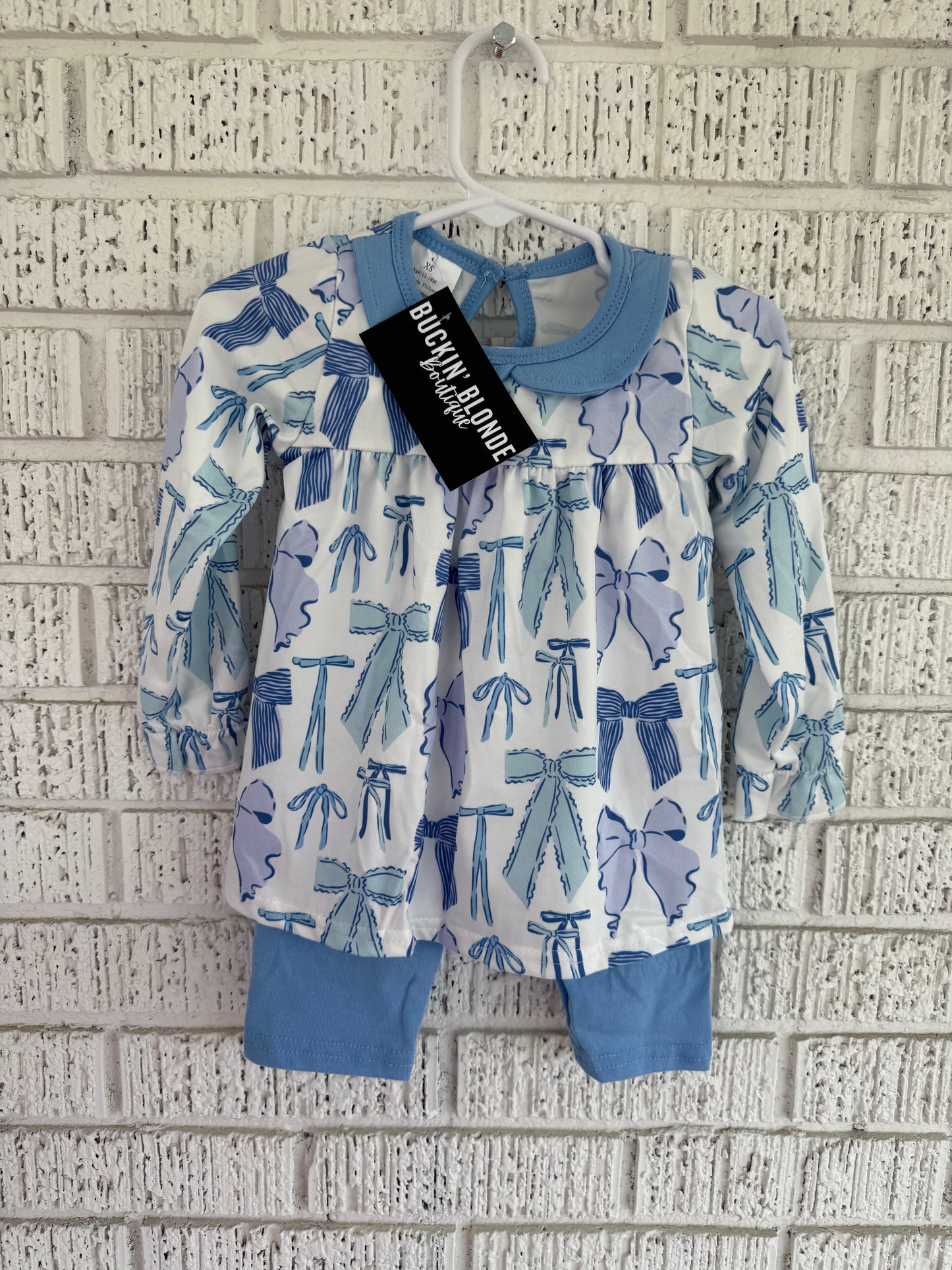 Girls Blue Bow Set