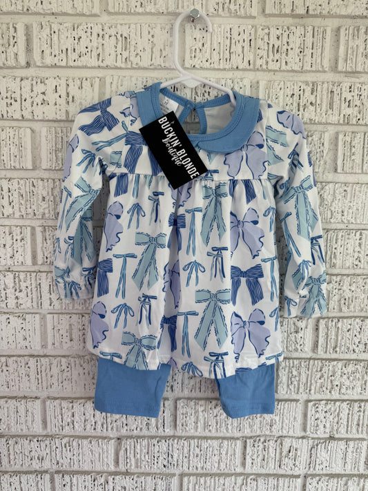 Girls Blue Bow Set