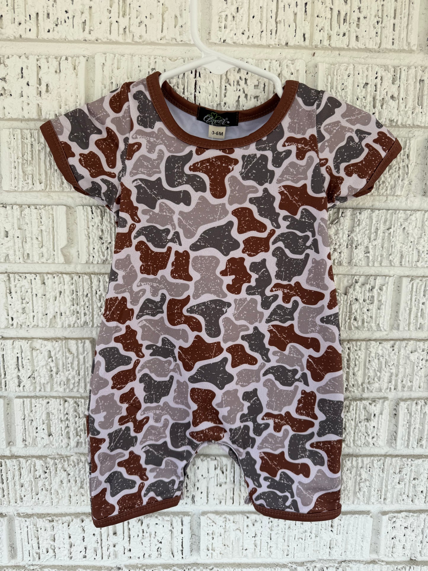 Distressed Camo Boy Romper