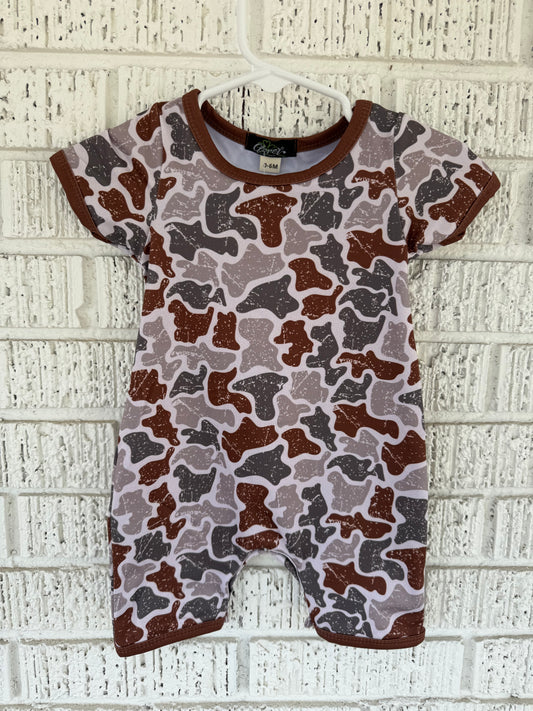 Distressed Camo Boy Romper